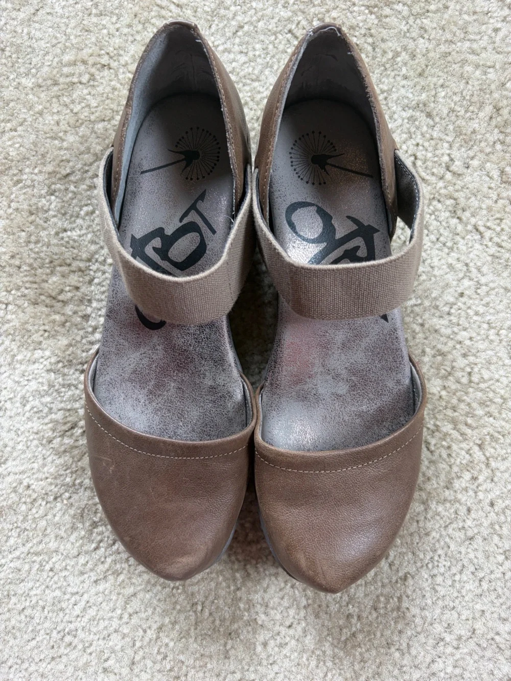 OTBT Brown Tan Wedge Sandals with Elastic Strap